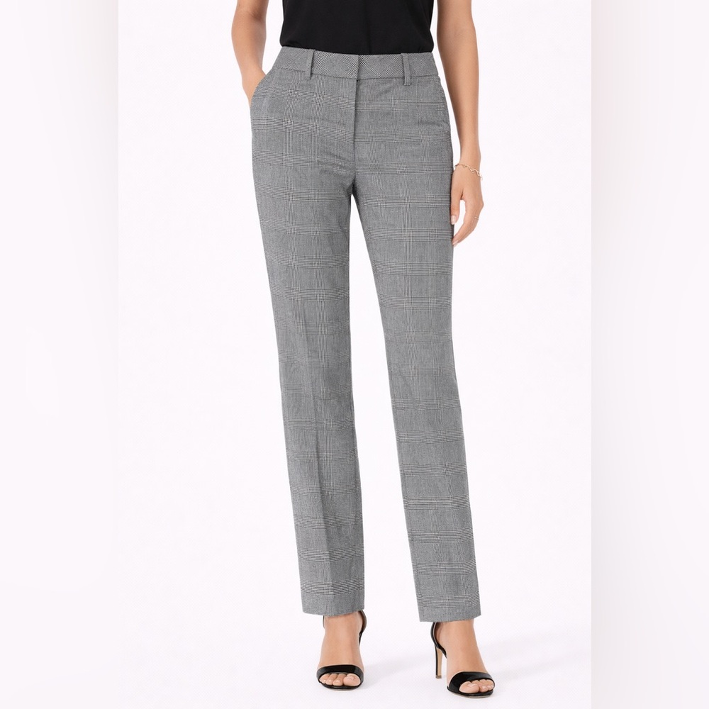 Trina Turk Plaid Career Pants Straight Leg Business Casual Size 2